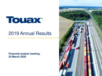 2019 Annual Results  Financial analyst meeting,  25 March 2020  Disclaimer  This presentation does