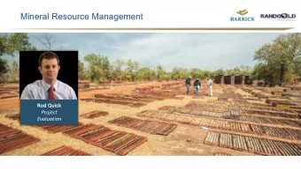 Mineral Resource Management  Rod Quick  Project  Evaluation  Mineral resource management at New