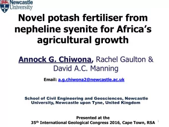 agricultural growth Annock G. Chiwona, Rachel Gaulton &amp;  David A.C. Manning Email: