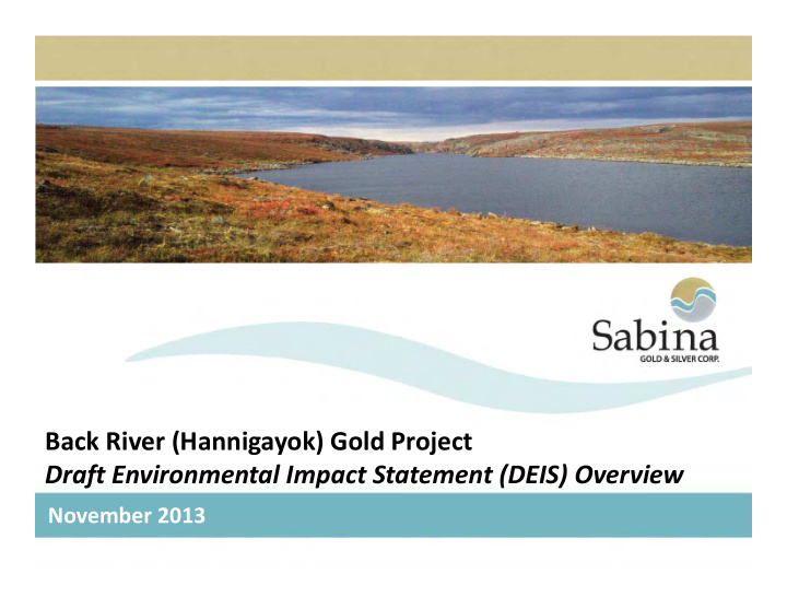 back river hannigayok gold project draft environmental