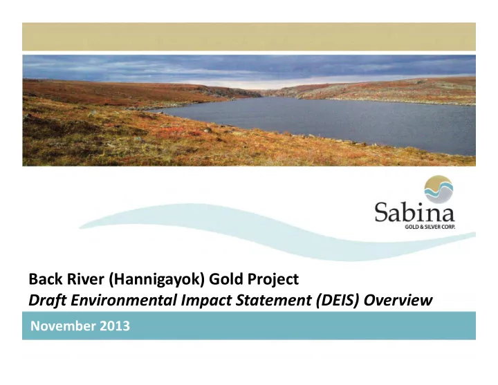 back river hannigayok gold project draft environmental