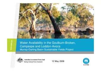 Water Availability in the Goulburn-Broken,  Campaspe and Loddon-Avoca  Murray-Darling Basin
