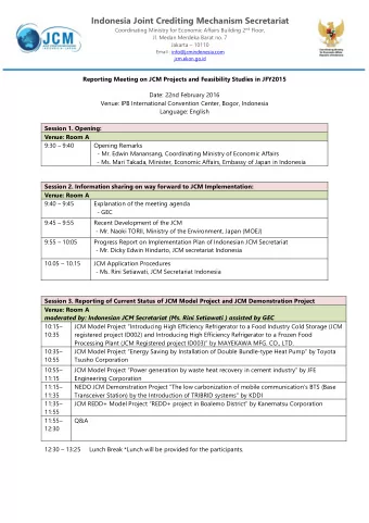 Indonesia Joint Crediting Mechanism Secretariat Coordinating Ministry for Economic Affairs Building