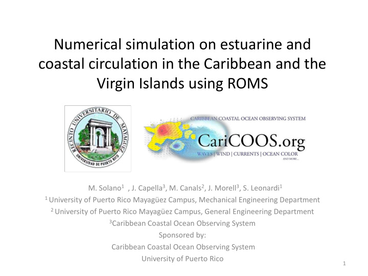 coastal circulation in the caribbean and the