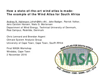 How  a state-of-the-art w ind atlas is m ade:  The exam ple of the W ind Atlas for South Africa