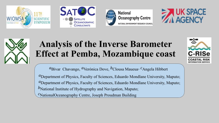 analysis of the inverse barometer effect at pemba