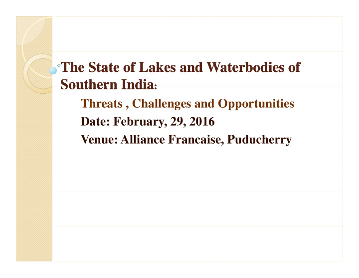 the state of lakes and the state of lakes and waterbodies