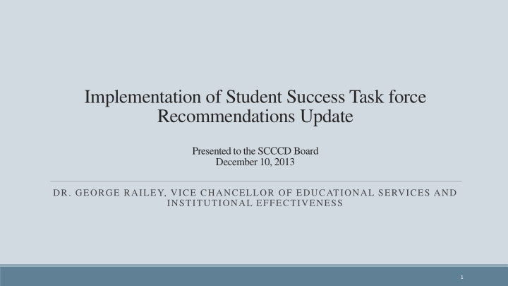 implementation of student success task force