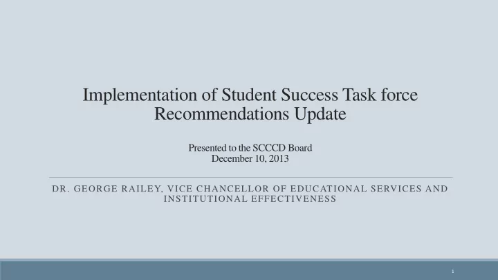 implementation of student success task force