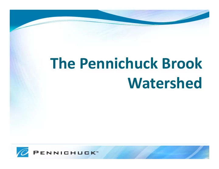 the pennichuck brook watershed watershed protection