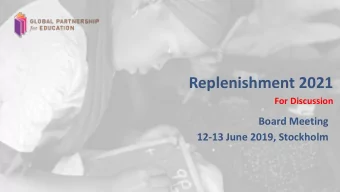 Replenishment 2021  For Discussion  Board Meeting  12-13 June 2019, Stockholm  1  Replenishment