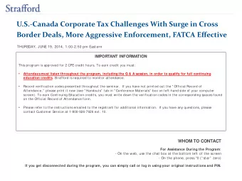 U.S.-Canada Corporate Tax Challenges With Surge in Cross Border Deals, More Aggressive Enforcement,