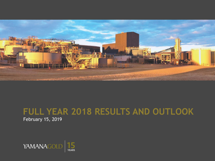 full year 2018 results and outlook