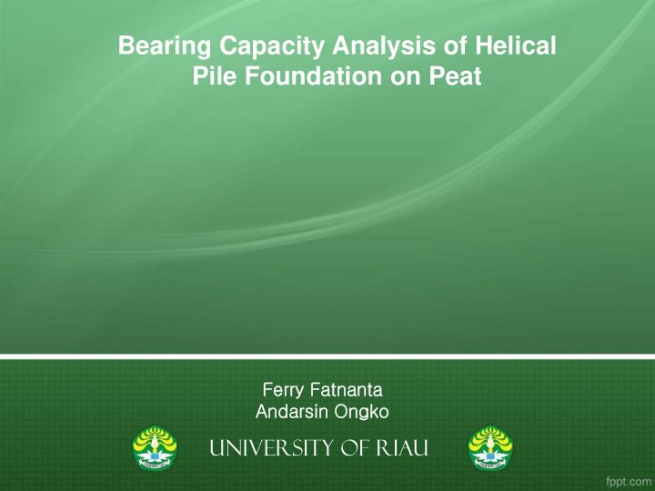 bearing capacity analysis of helical