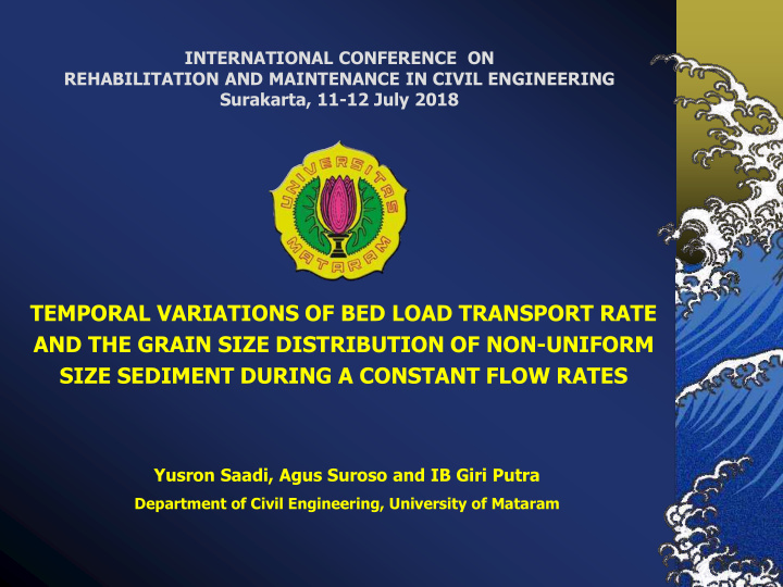 temporal variations of bed load transport rate and the