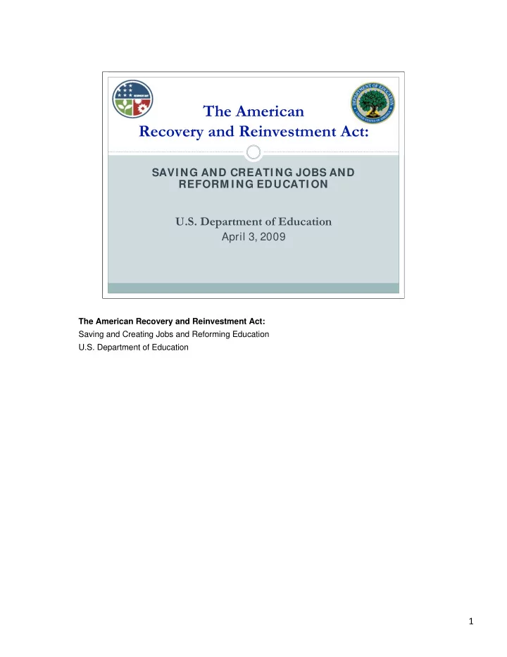 the american recovery and reinvestment act
