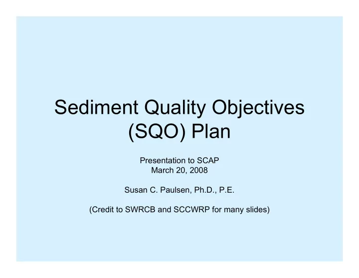 sediment quality objectives sqo plan