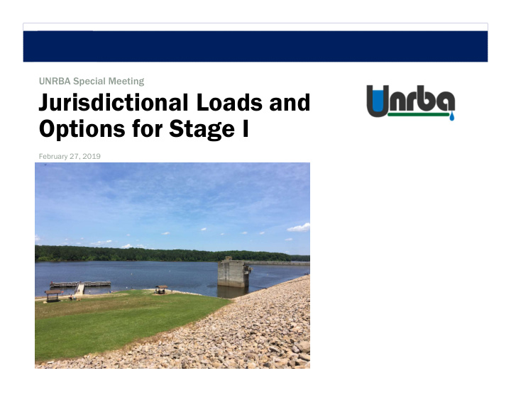 jurisdictional loads and options for stage i