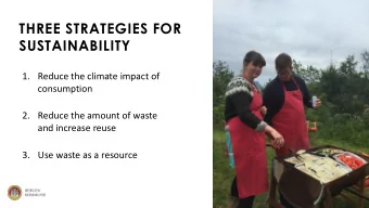 THREE STRATEGIES FOR  SUSTAINABILITY  1. Reduce the climate impact of  consumption  2. Reduce the