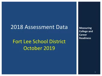 2018 Assessment Data  Measuring  College and  Career  Readiness  Fort Lee School District  October