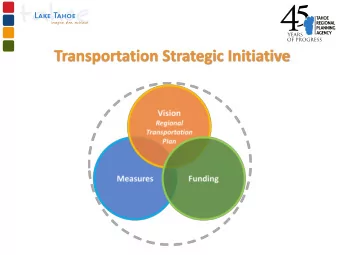 Transportation Strategic Initiative  Linking Tahoe:  Regional Transportation Plan  Long-Term