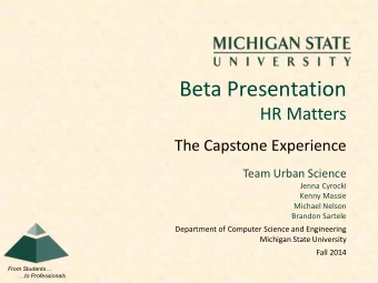 Beta Presentation  HR Matters  The Capstone Experience  Team Urban Science  Jenna Cyrocki  Kenny