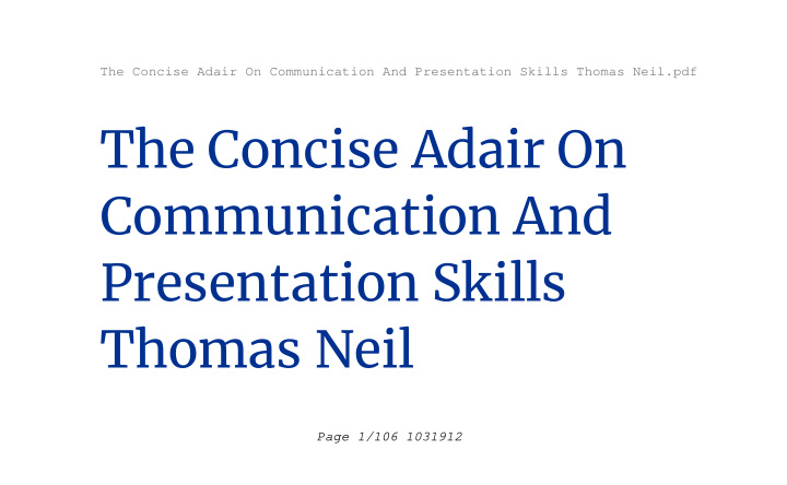 the concise adair on communication and presentation