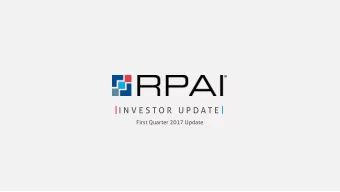 I N V E S T O R  U P D A T E  First Quarter 2017 Update  Forward-Looking Statements  This