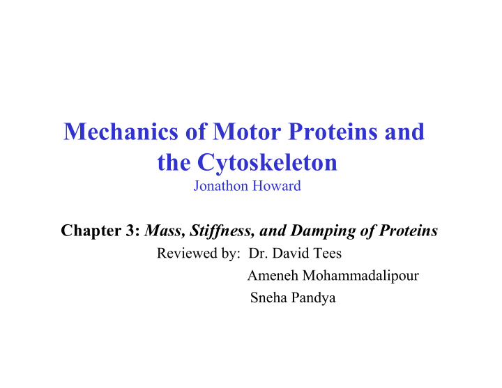 mechanics of motor proteins and the cytoskeleton