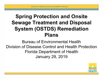 Spring Protection and Onsite  Sewage Treatment and Disposal  System (OSTDS) Remediation  Plans