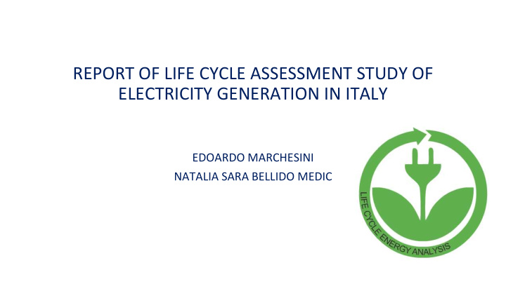 report of life cycle assessment study of electricity