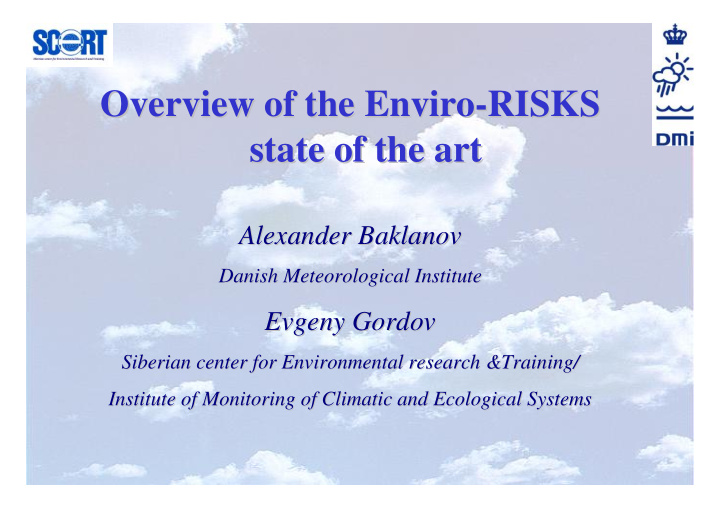 overview of the enviro enviro risks risks overview of the