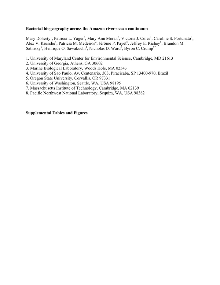 bacterial biogeography across the amazon river ocean