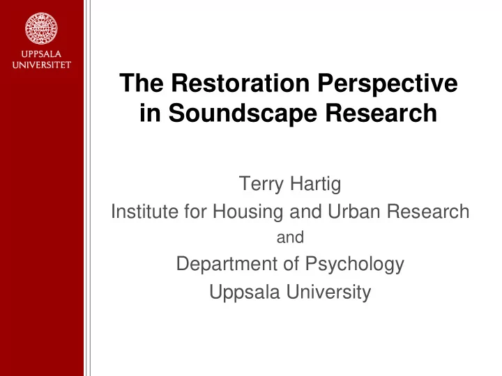 the restoration perspective