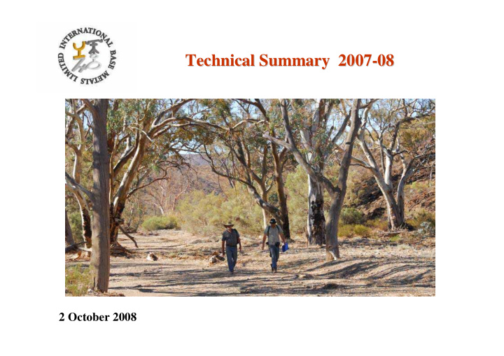 technical summary 2007 08 08 technical summary 2007