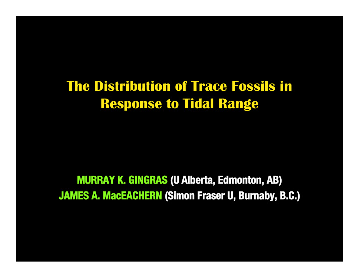 the distribution of trace fossils in response to tidal