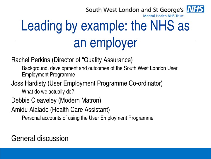 leading by example the nhs as an employer