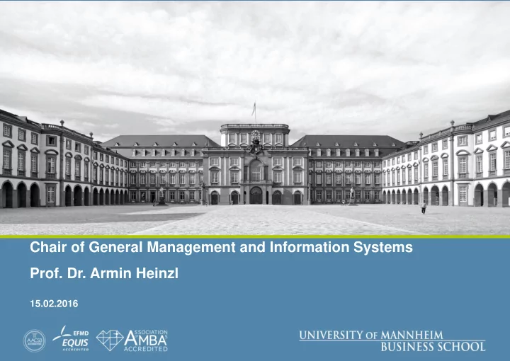 chair of general management and information systems prof