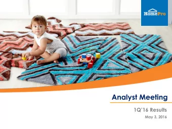 Analyst Meeting 1Q16 Results  May 3, 2016 Disclaimer This Presentation (The Presentation)