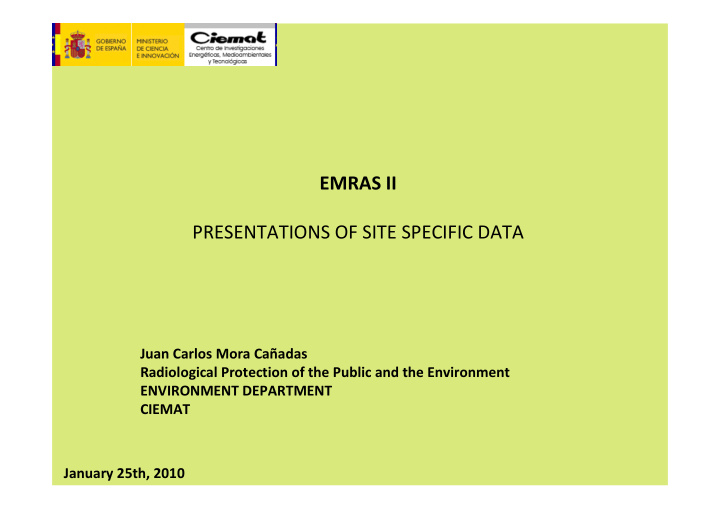 emras ii presentations of site specific data