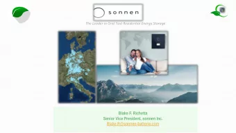 Senior Vice President, sonnen Inc.  Blake.R@sonnen-batterie.com  Why Energy Storage?  #1. Solve a