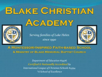 A Montessori-Inspired Faith-based School  &amp; Ministry of Blake Memorial Baptist Church