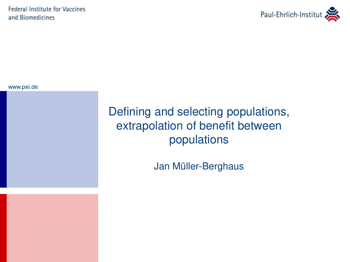 defining and selecting populations extrapolation of