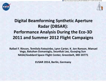 Digital Beamforming Synthetic Aperture  Radar (DBSAR):  Performance Analysis During the Eco-3D 2011