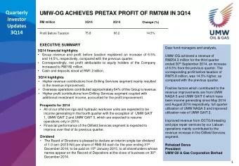 3Q14 Profit Before Taxation  75.8  66.2  14.5%  EXECUTIVE SUMMARY  Dear fund managers and analysts,