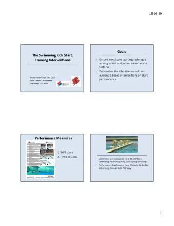 Goals    The  Swimming  Kick  Start:      Training  Interven4ons