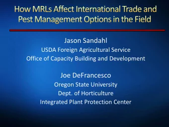 Jason Sandahl  USDA Foreign Agricultural Service  Office of Capacity Building and Development  Joe