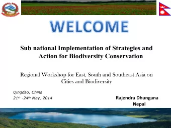 Sub national Implementation of Strategies and  Action for Biodiversity Conservation  Regional