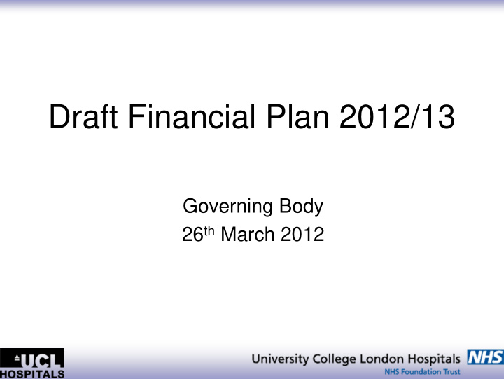draft financial plan 2012 13