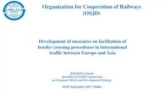 (OSJD)  Development of measures on facilitation of  border crossing procedures in international